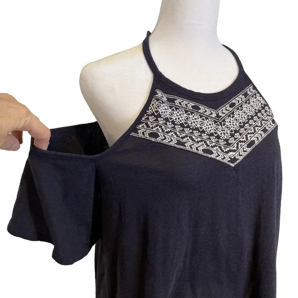 Lane Bryant Woman's Top with Drop Sleeves Size 14/16 Navy Blue Boho Bohemiem - Picture 1 of 9